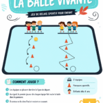 Des enfants jouant à la balle vivante dans un parc, riant et courant ensemble.