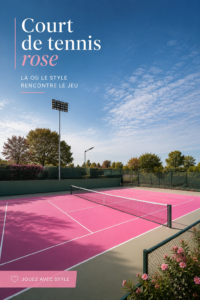Un court de tennis rose moderne dans un jardin élégant
