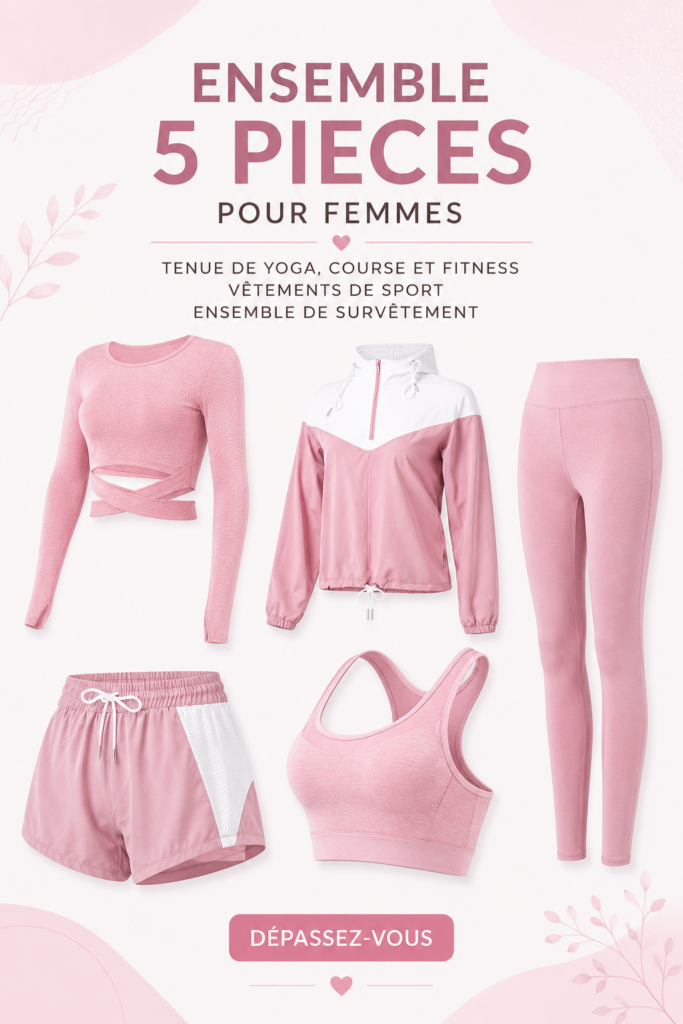 Ensemble de sport féminin confortable et élégant, parfait pour l'entraînement.