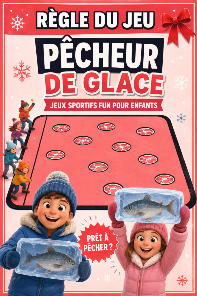 Un groupe d'enfants joyeux jouant au jeu Pêcheur de Glace sur un tapis coloré
