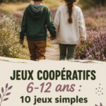Un groupe d'enfants jouant ensemble à un jeu coopératif dans un parc.