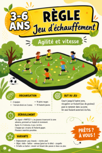 Un groupe d'enfants jouant à un jeu d'échauffement qui développe leur agilité.