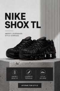 Image d'une Nike Shox TL en coloris tendance, mise en valeur sur un fond neutre.
