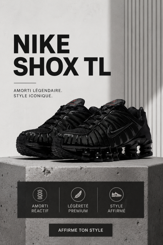 Image d'une Nike Shox TL en coloris tendance, mise en valeur sur un fond neutre.