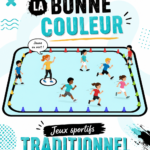Des enfants jouant au jeu de la bonne couleur dans un parc, souriants et enjoués.