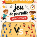 Jeu de capture du drapeau en plein air avec des enfants qui courent.