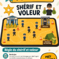 Enfants jouant ensemble au shérif et voleur dans un parc