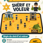 Enfants jouant ensemble au shérif et voleur dans un parc
