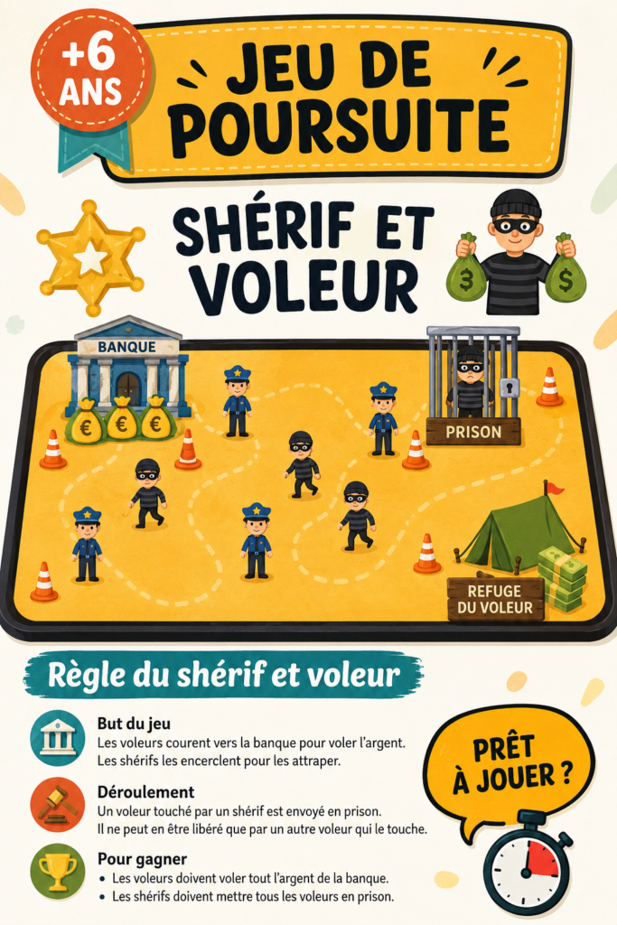 Enfants jouant ensemble au shérif et voleur dans un parc