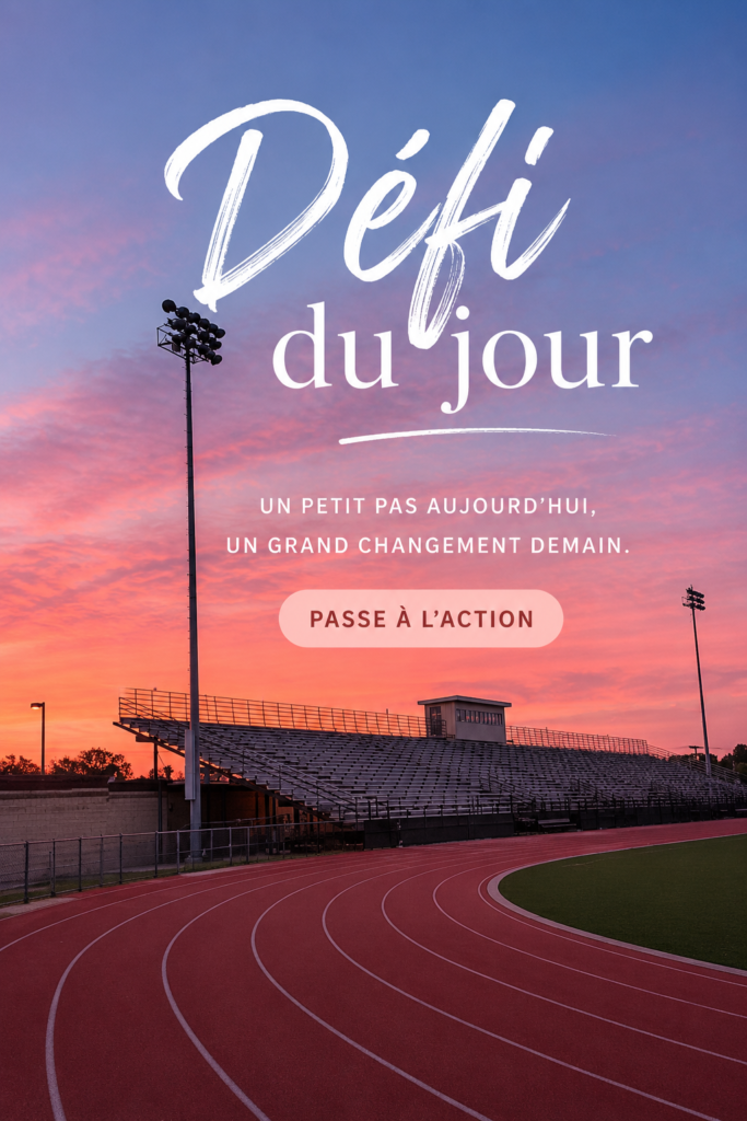 Une femme souriante réalisant un défi quotidien