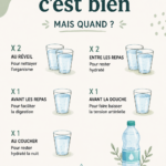 Bouteille d'eau au bord d'une table avec des fruits frais et des herbes, symbole d'hydratation saine.