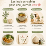 Check-list anti-stress avec éléments pour une journée zen