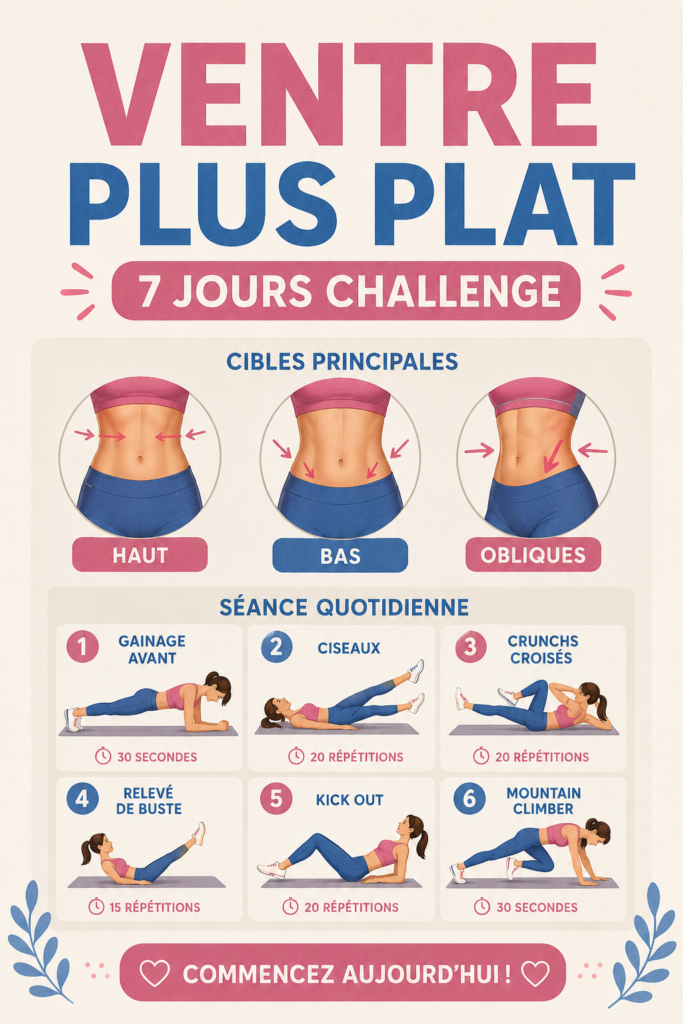 Femme souriante réalisant des exercices pour un ventre plat