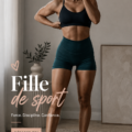 Femme portant une tenue de sport tendance, adoptant l'esthétique gym girl avec élégance.