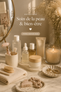 Une femme pratiquant des soins de peau dans un environnement apaisant.