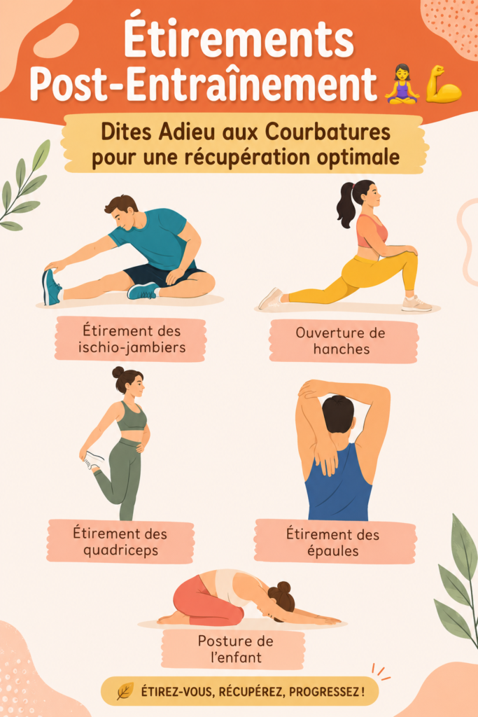 Femme en train de faire des étirements post-entraînement dans un parc, favorisant la récupération musculaire