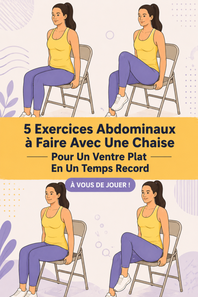 Une femme effectuant des exercices abdominaux sur une chaise dans son salon.