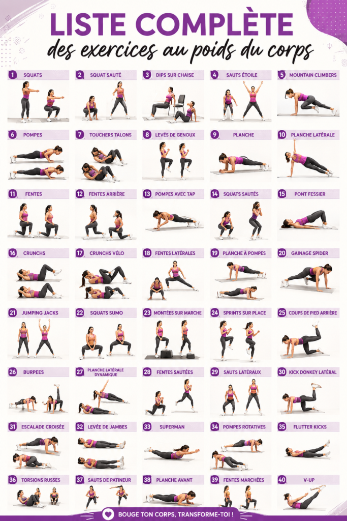 Femme effectuant un exercice au poids du corps dans un salon lumineux