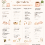 Menu dopamine quotidien illustrant des activités de self-care pour le bien-être des femmes
