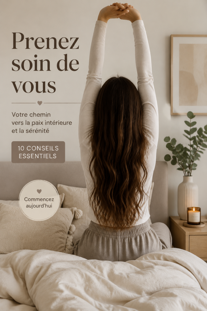 Femme pratiquant le self-care dans un cadre serein.