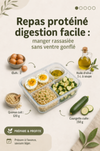 Un plat de lentilles et légumes colorés, riche en protéines et léger pour la digestion.
