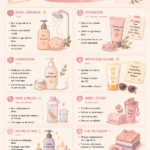 Femme appliquant des produits de soin sur sa peau pour un éclat naturel
