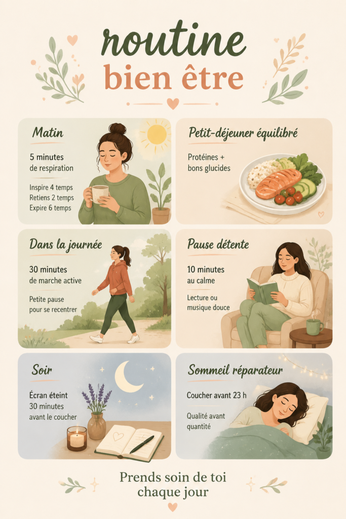 Femme profitant d'un moment de détente dans sa routine bien-être quotidienne