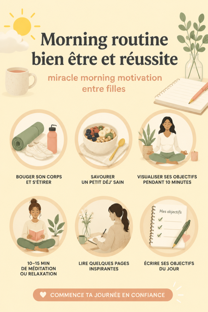 Une femme méditant dans son salon pendant la routine matinale.