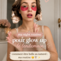 Femme appliquant des soins du visage avant de dormir pour un éclat naturel