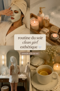 Femme appliquant des soins du visage dans une lumière douce le soir