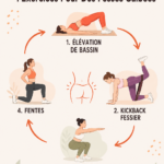Femme en train de faire des exercices de fessiers à la maison, illustrant une routine sportive efficace.