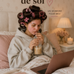 Femme lisant un livre dans un cadre chaleureux pour le self-care