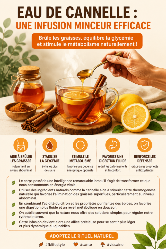 Infusion detox avec citron et cannelle, idéale pour stimuler le métabolisme
