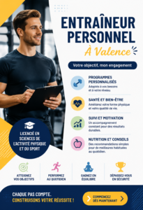 Un coach sportif encadrant une femme pendant une séance d'entraînement en extérieur à Valence.