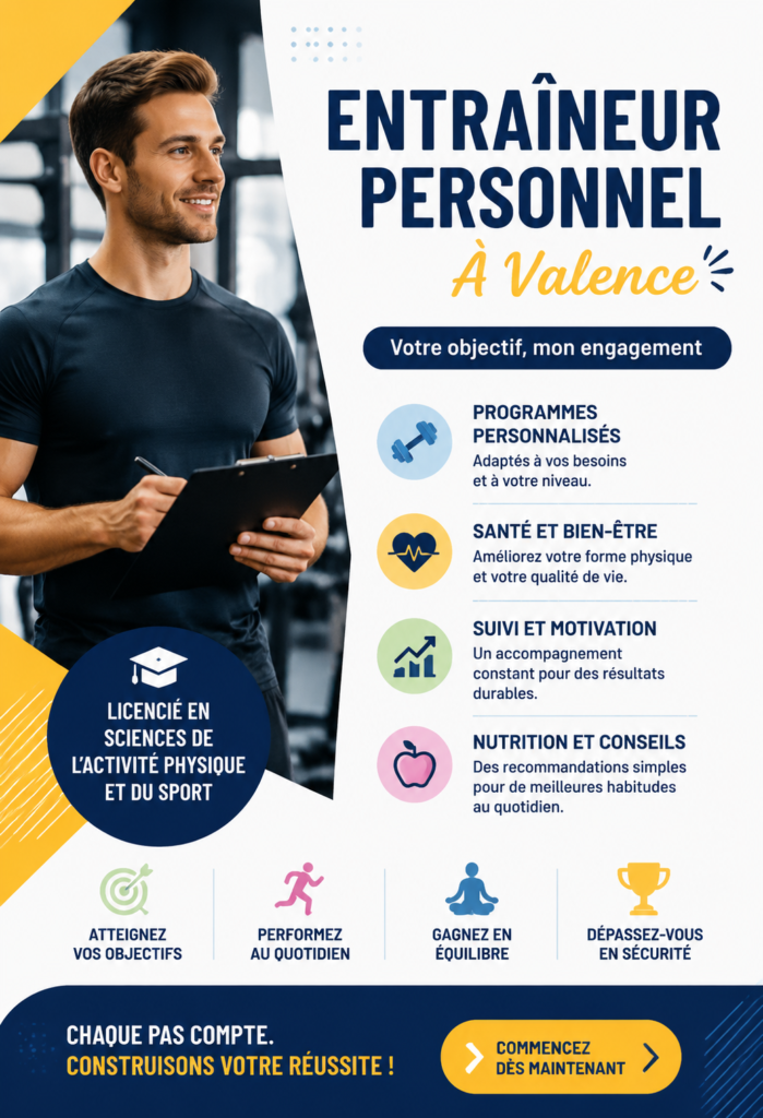 Un coach sportif encadrant une femme pendant une séance d'entraînement en extérieur à Valence.