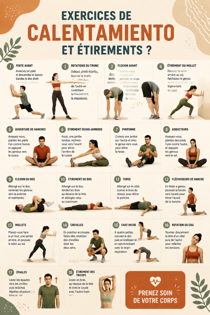 Femme faisant des exercices d'échauffement à la maison.