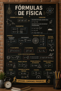 Illustration de formules de physique essentielles avec des graphiques explicatifs
