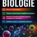 Un dictionnaire de biologie ouvert avec des illustrations scientifiques