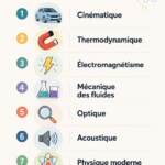 Un schéma illustrant les lois de la physique avec des objets de la vie quotidienne.