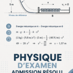 Femme étudiant avec des notes de physique pour réussir son examen d'admission