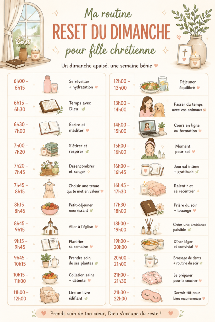 Femme pratiquant la méditation dans un cadre paisible, illustrant une routine bien-être dominicale.