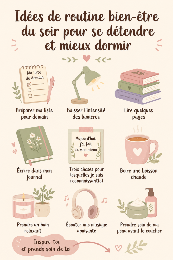 Femme en train de se détendre avec des bougies et un livre avant de dormir