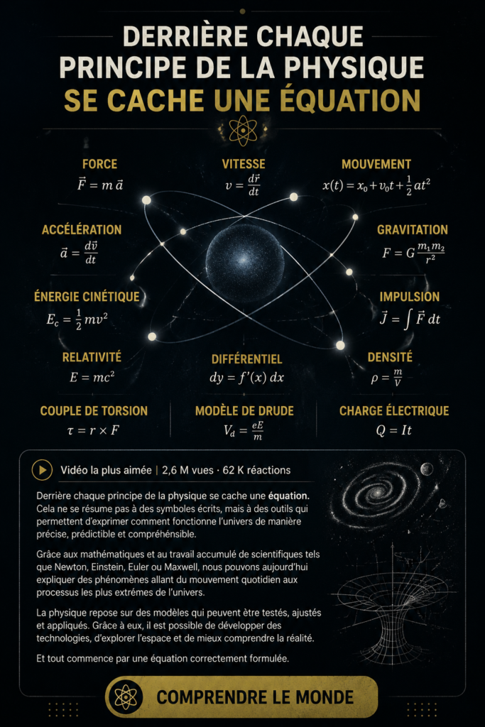 Équations mathématiques illustrant des concepts physiques fascinants.