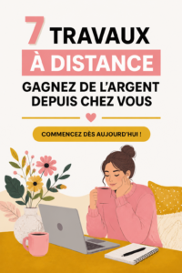 Femme travaillant à domicile sur son ordinateur avec un sourire