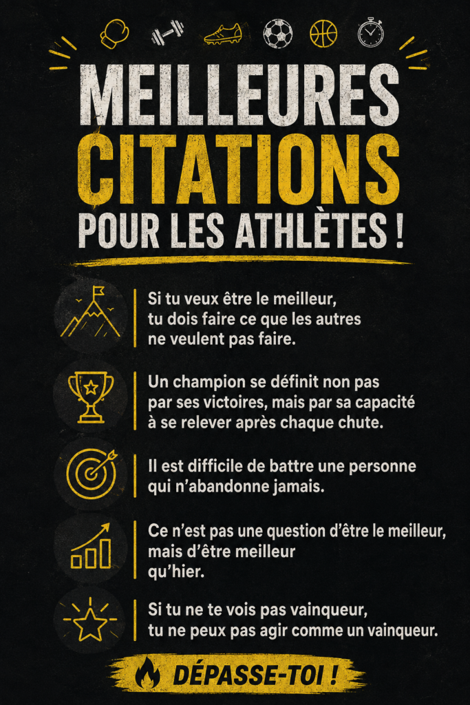 Une athlète se motivant à l'aide de citations inspirantes.
