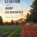Une citadine serein en train de se préparer pour une course avec des citations motivantes en fond.