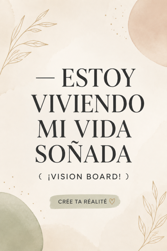Une femme enthousiaste crée son vision board avec des images inspirantes et des mots-clés.