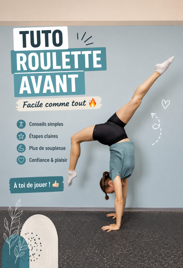 Femme réalisant un front walkover sur un tapis de gymnastique