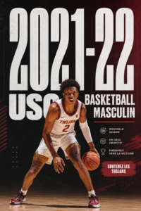 Jesse Wu en action sur le terrain de basket, représentant son équipe universitaire en 2021.