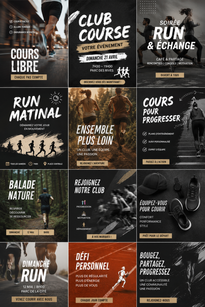 Modèle Canva coloré pour un événement de course à pied